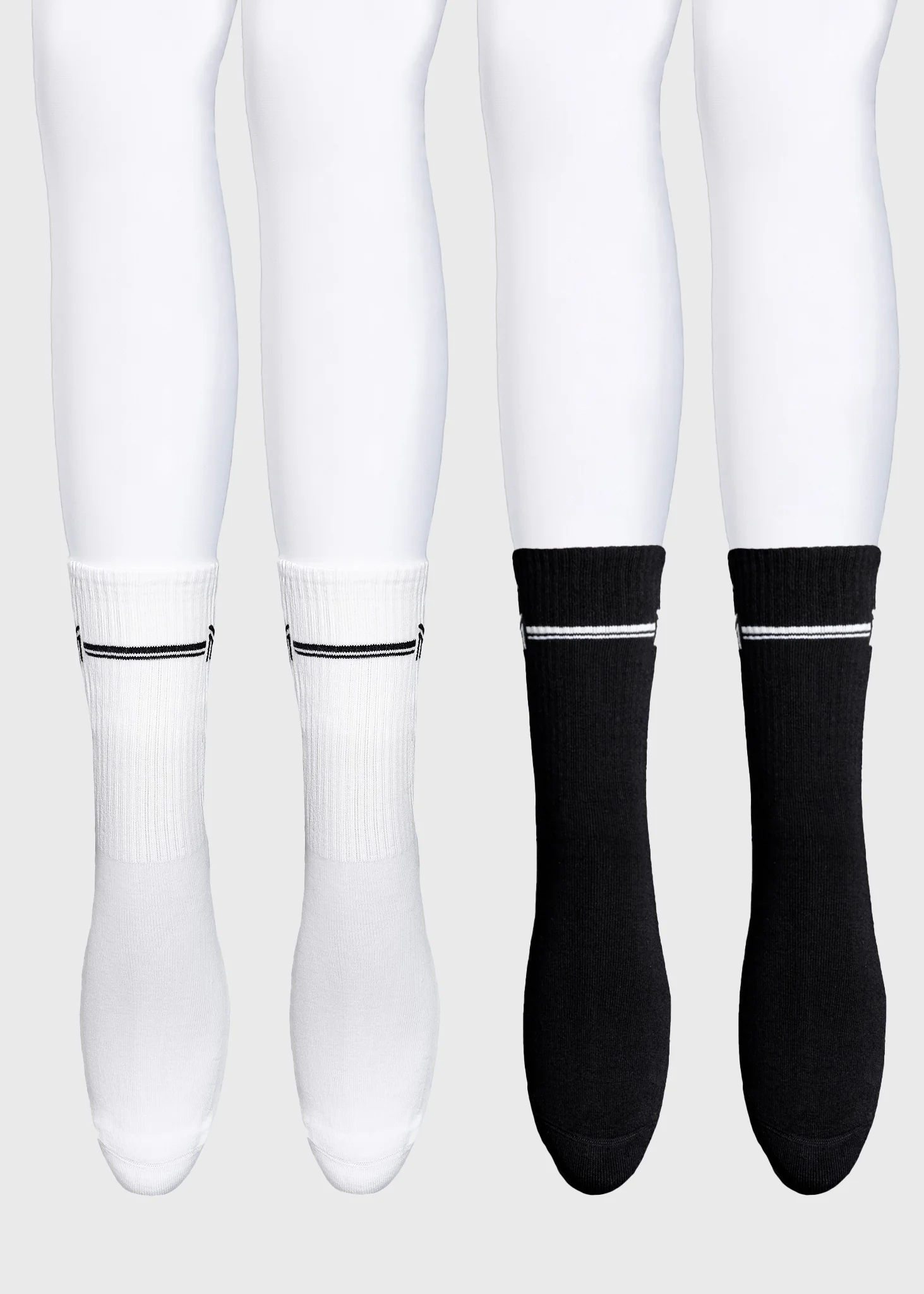 4-Pack Rise Sports Socks (Black/White) - Image 3