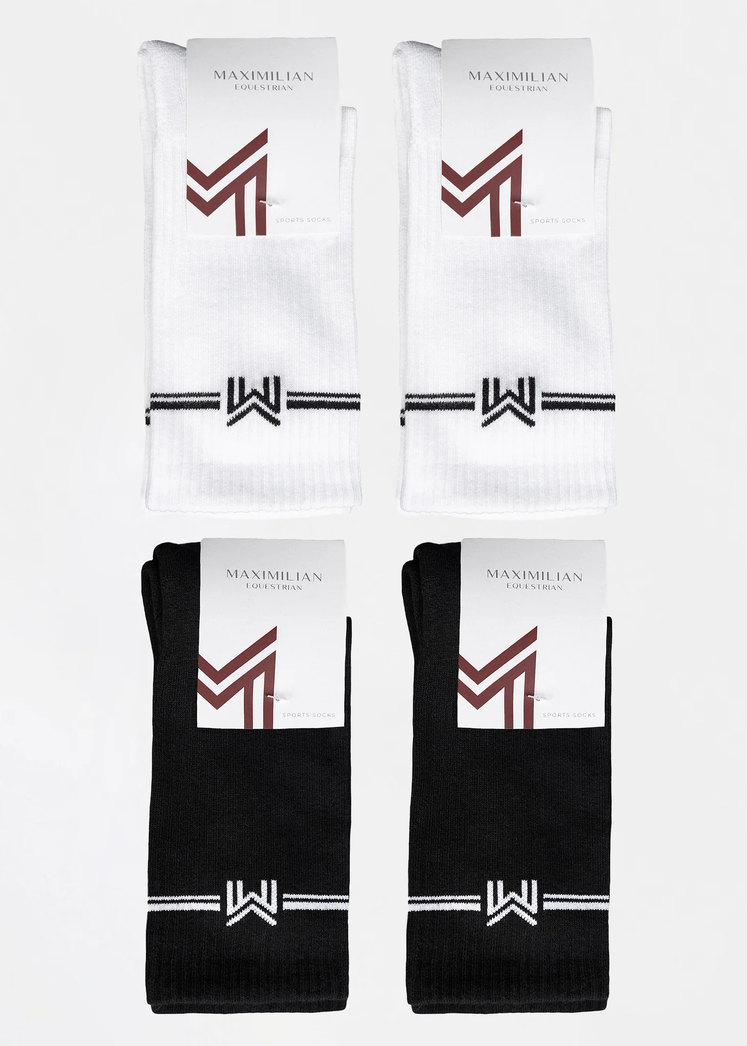 4-Pack Rise Sports Socks (Black/White) - Image 4