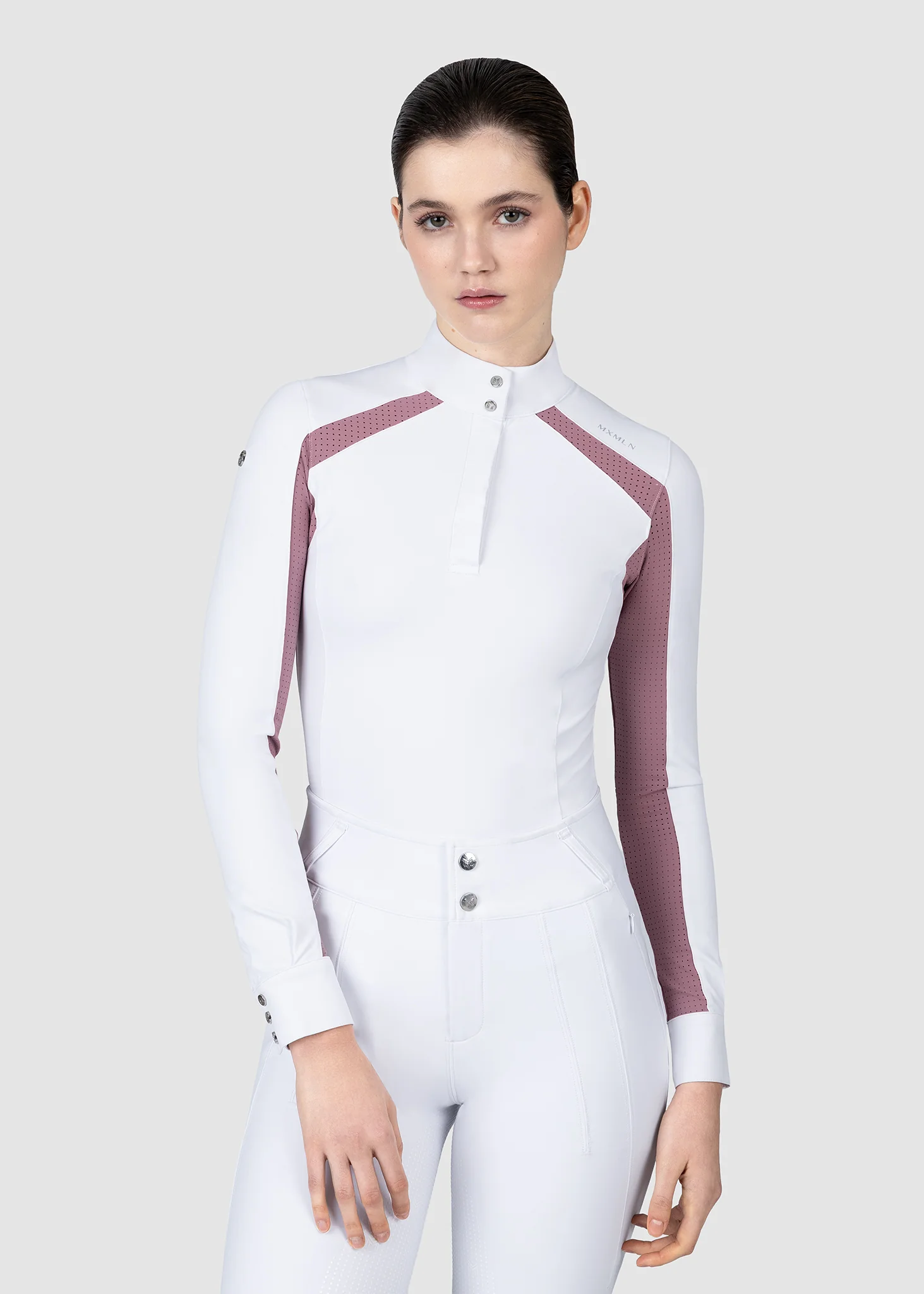 Aveen Long Sleeve Show Shirt (White/Mauve) - Image 5