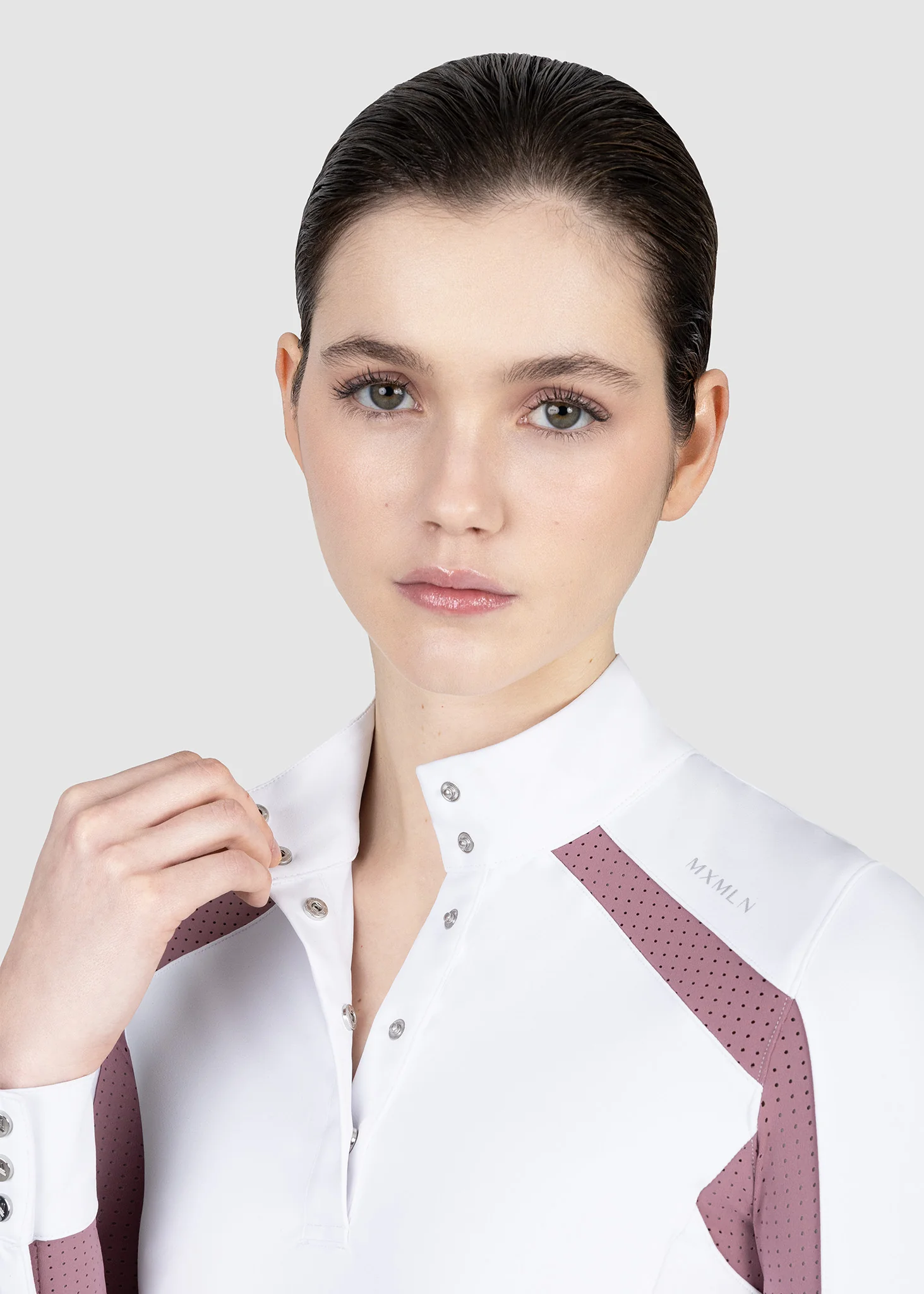 Aveen Long Sleeve Show Shirt (White/Mauve) - Image 6
