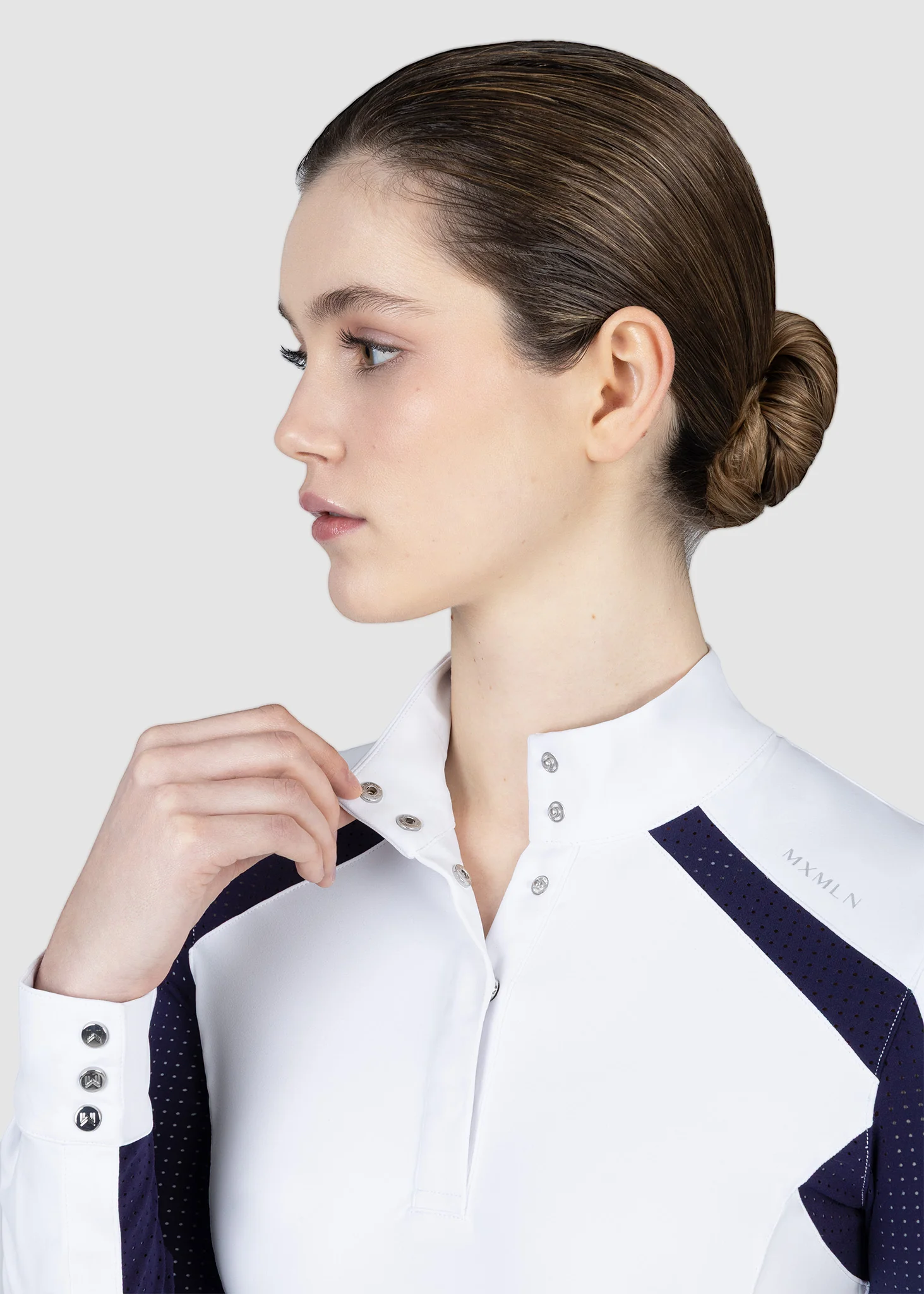 Aveen Long Sleeve Show Shirt (White/Navy) - Image 8