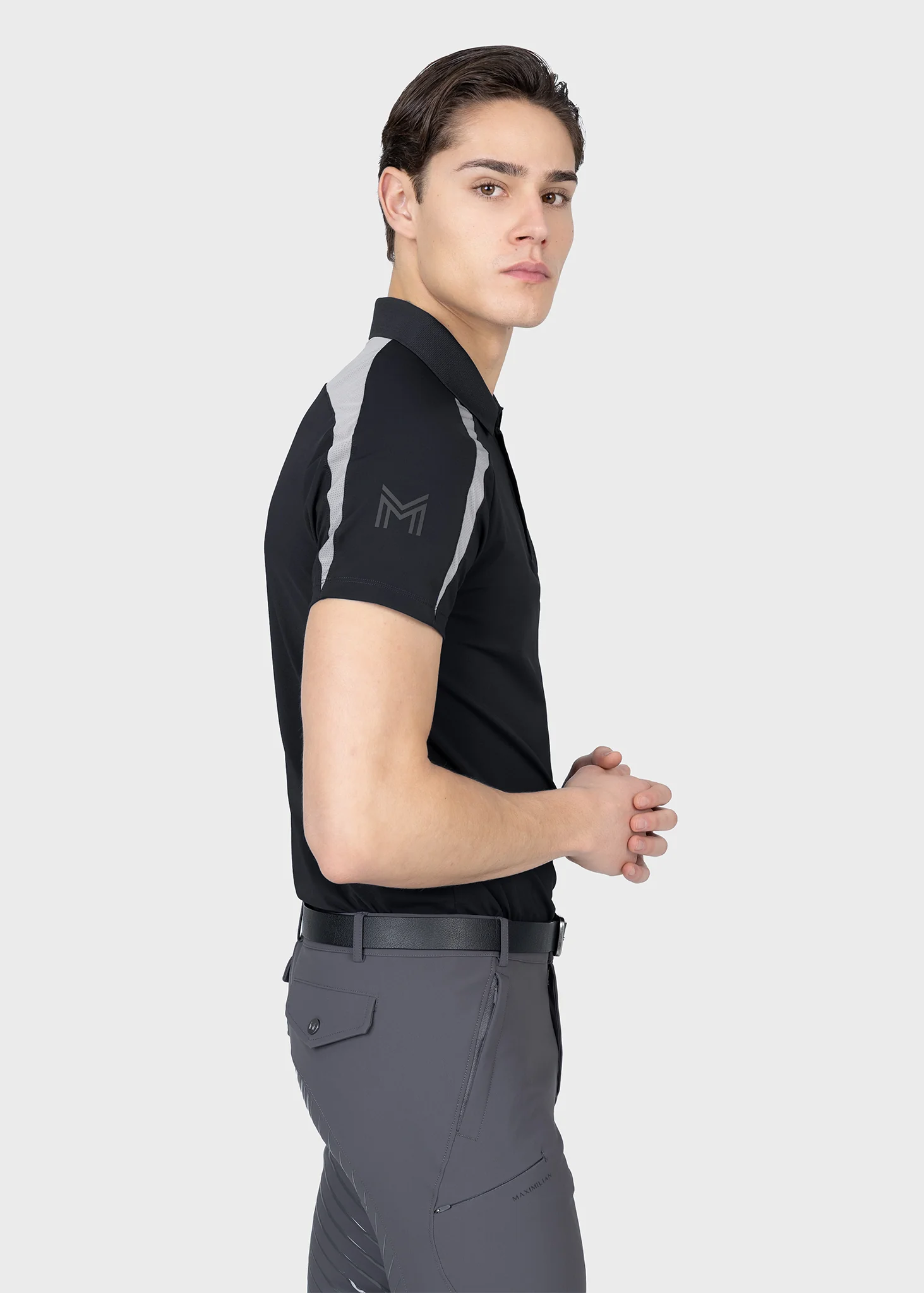 Court Polo Shirt (Black/Grey) - Image 5