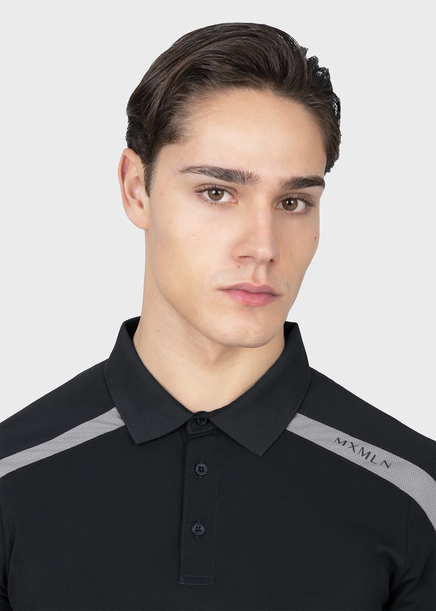 Court Polo Shirt (Black/Grey) - Image 8