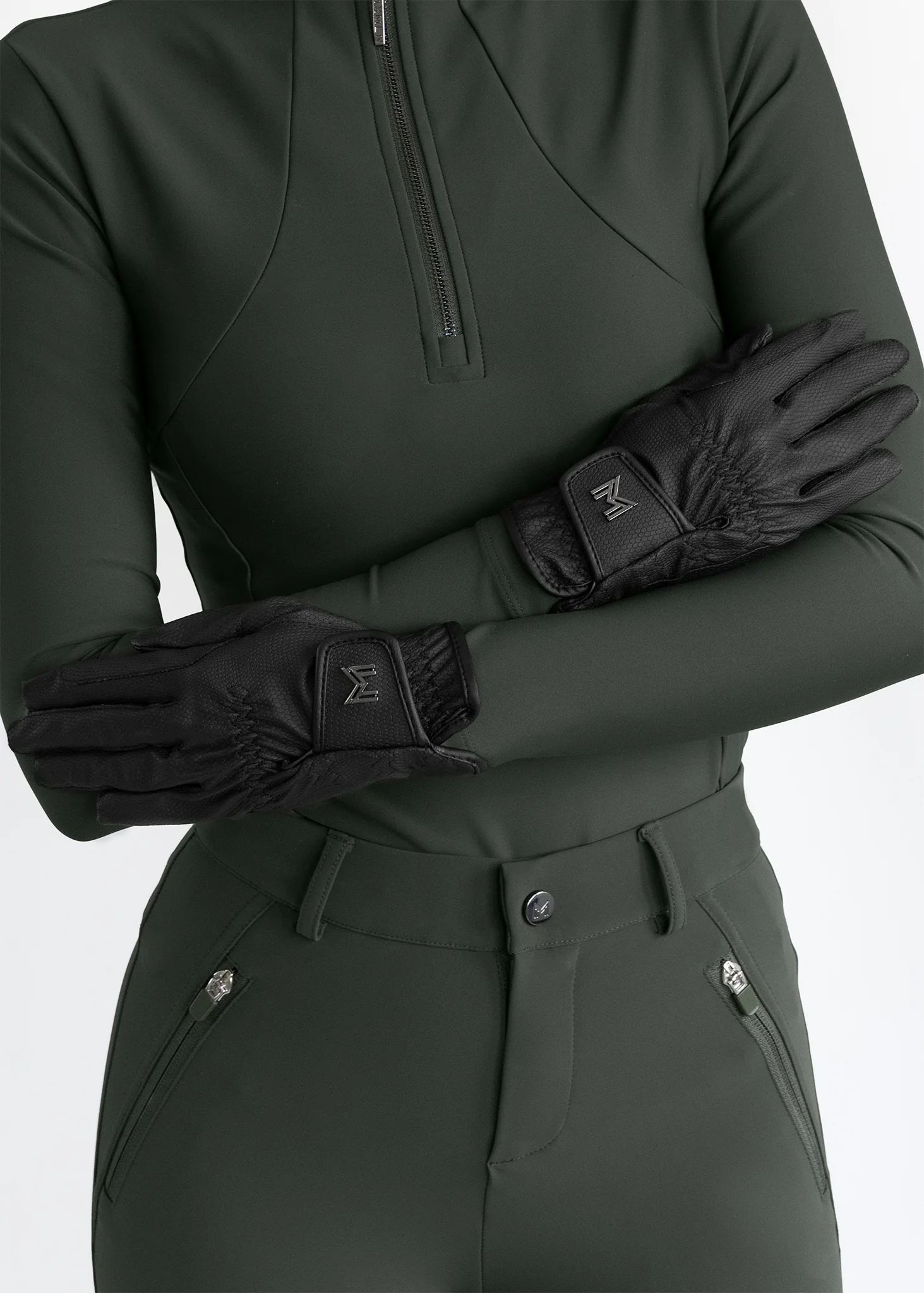 Emblem Riding Gloves (Black) - Image 3