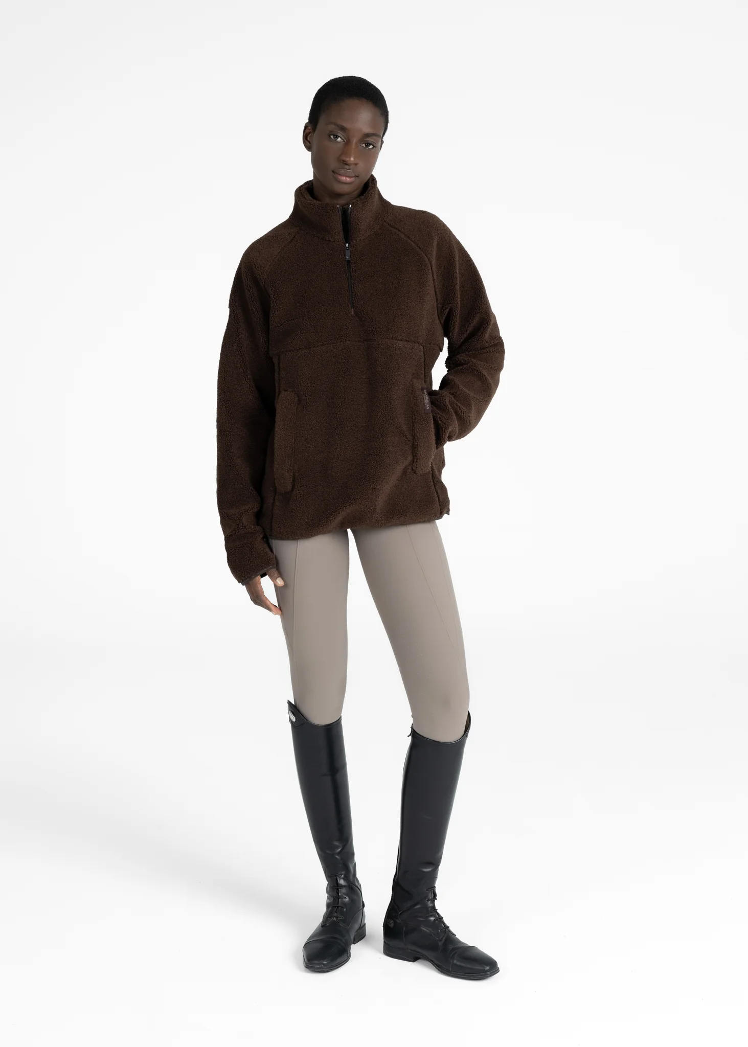Women Clan Teddy Halfzip (Chocolate) - Image 5