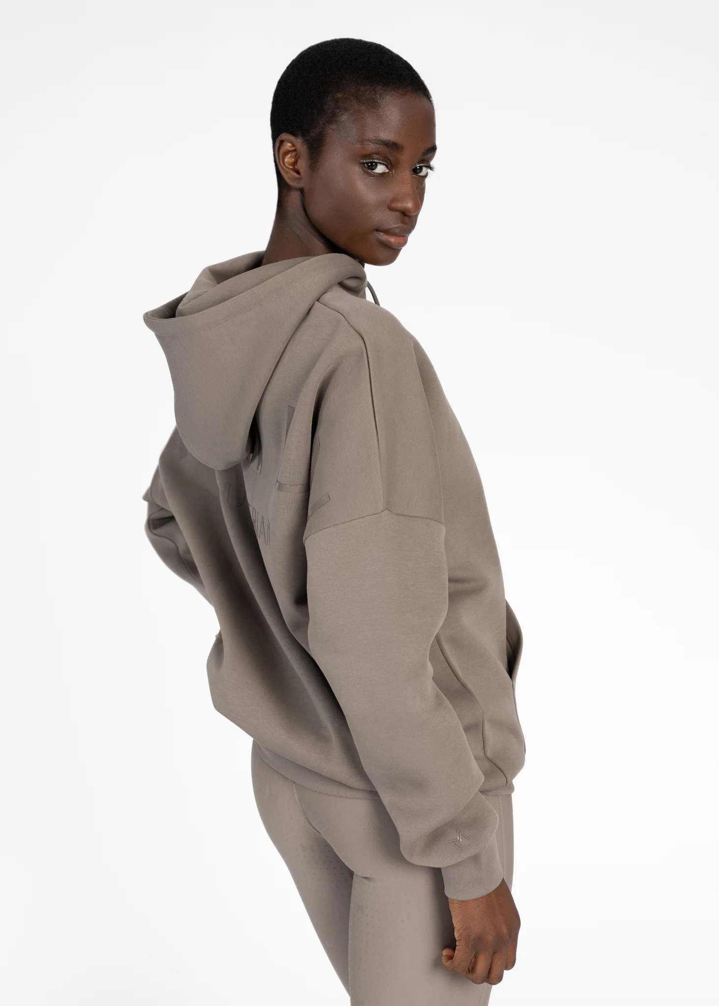 Women Icon Oversized Hoodie (Taupe) - Image 4