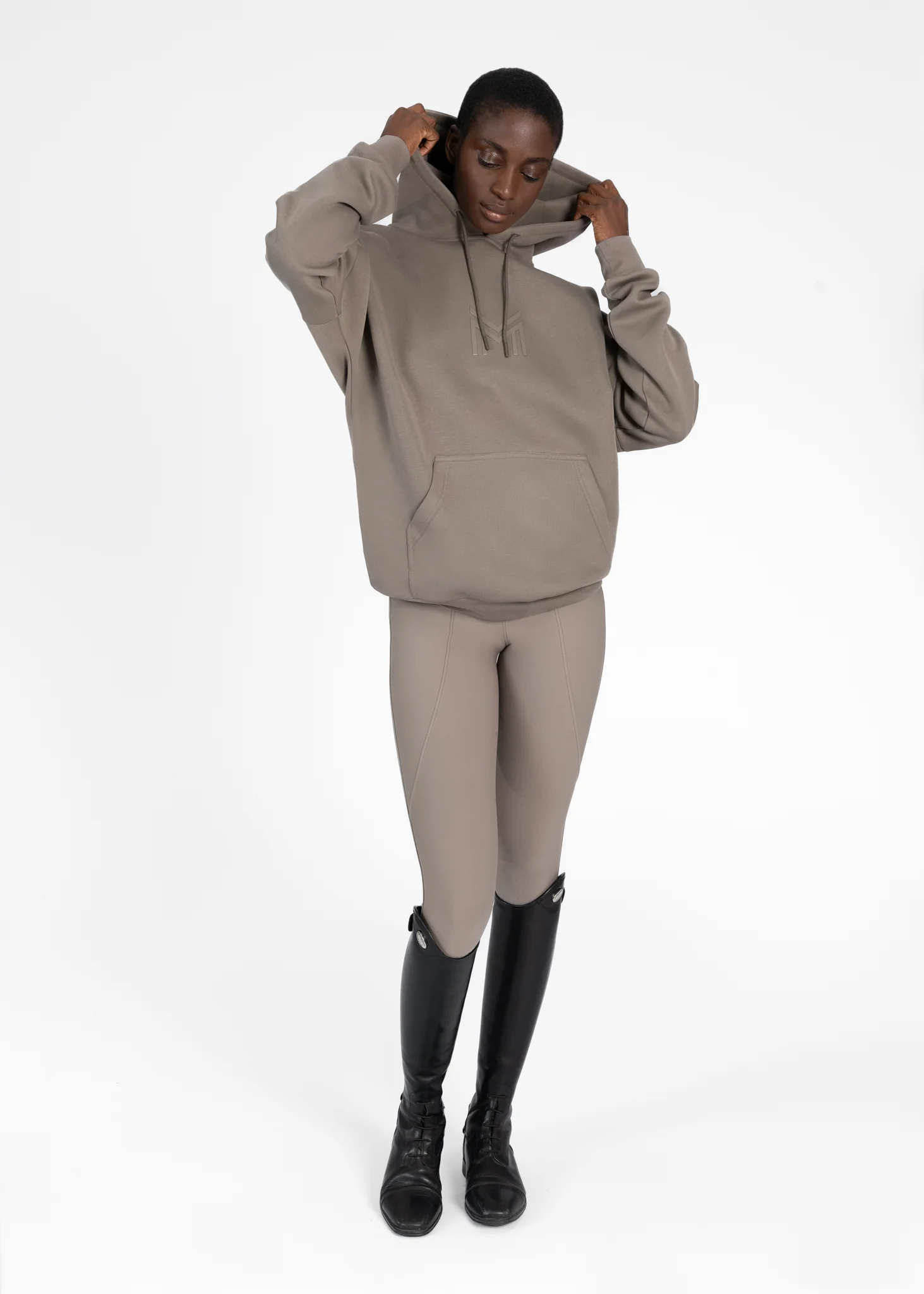 Women Icon Oversized Hoodie (Taupe) - Image 6