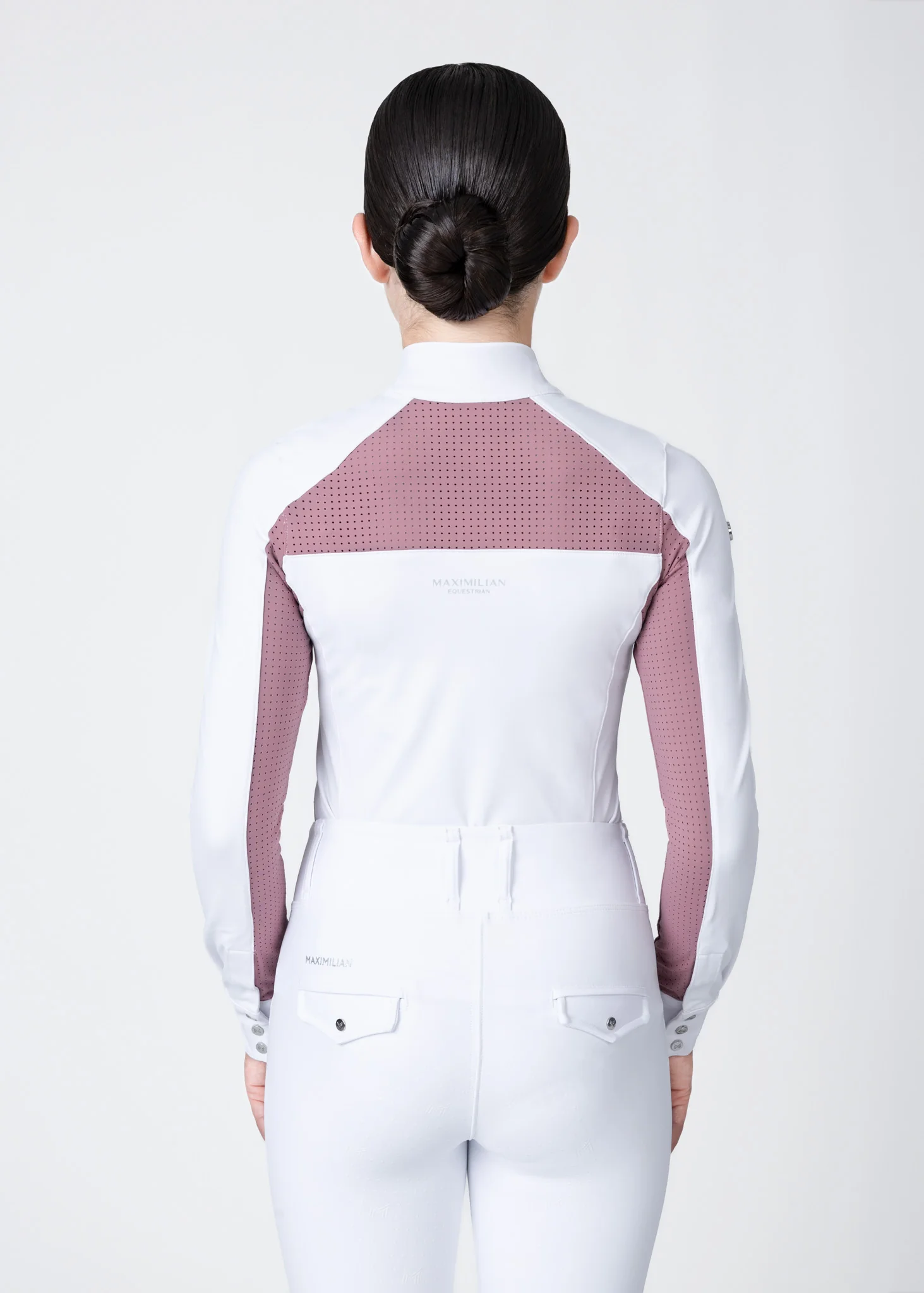 YR Aveen Long Sleeve Show Shirt (White/Mauve) - Image 3