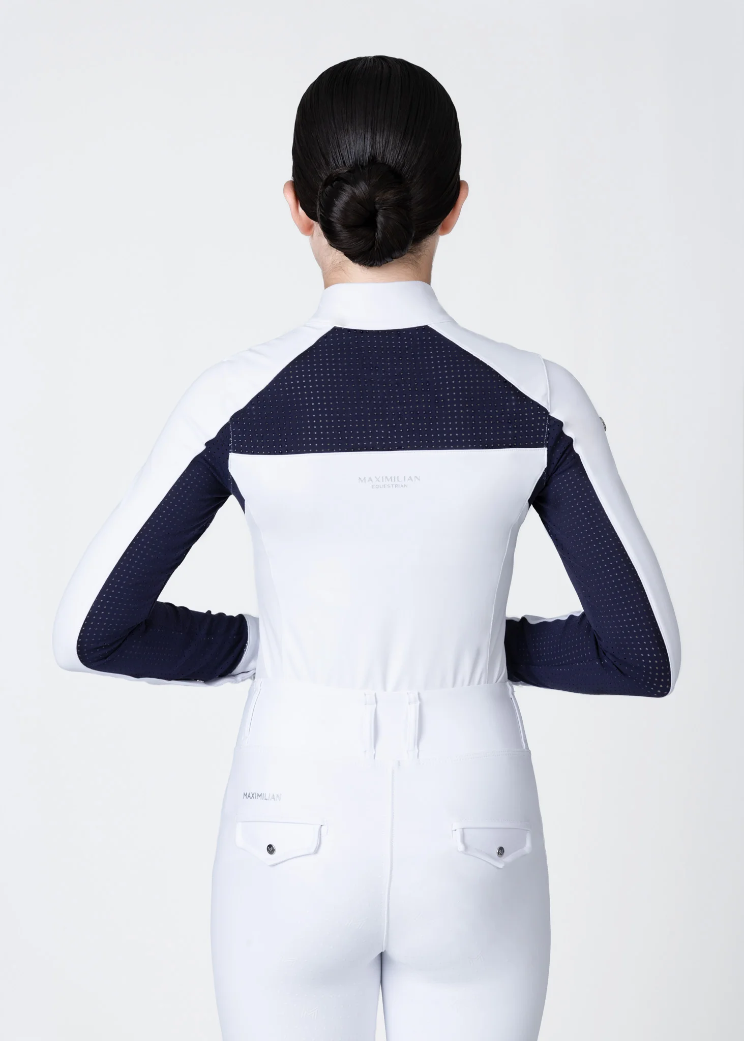 YR Aveen Long Sleeve Show Shirt (White/Navy) - Image 3