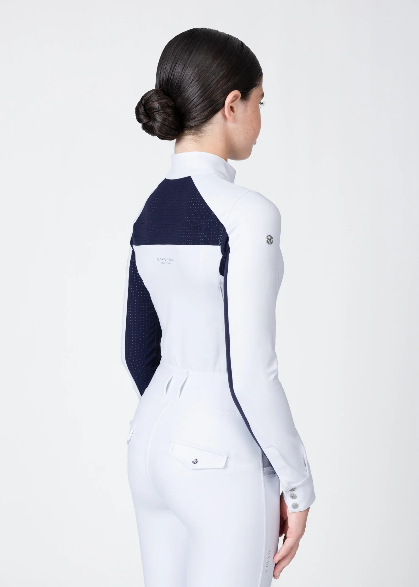 YR Aveen Long Sleeve Show Shirt (White/Navy) - Image 5
