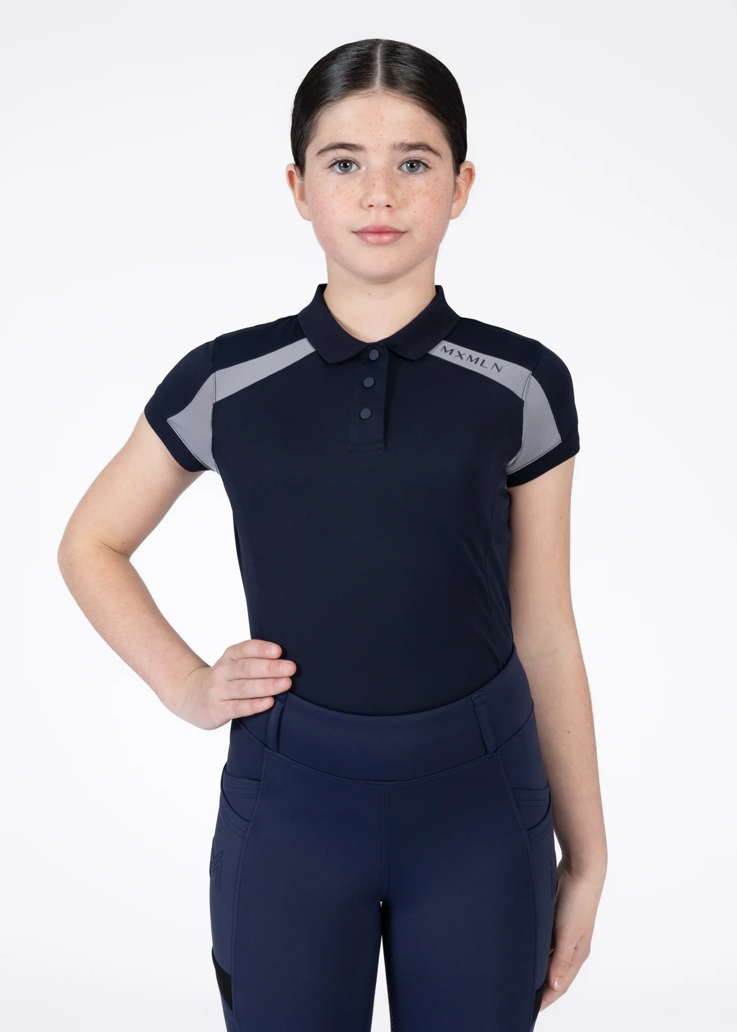 YR Aveen Polo Shirt (Navy/Grey) - Image 5