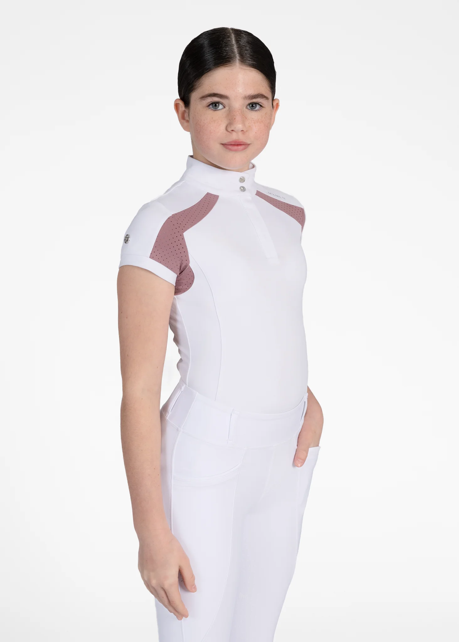 YR Aveen Short Sleeve Show Shirt (White/Mauve) - Image 4