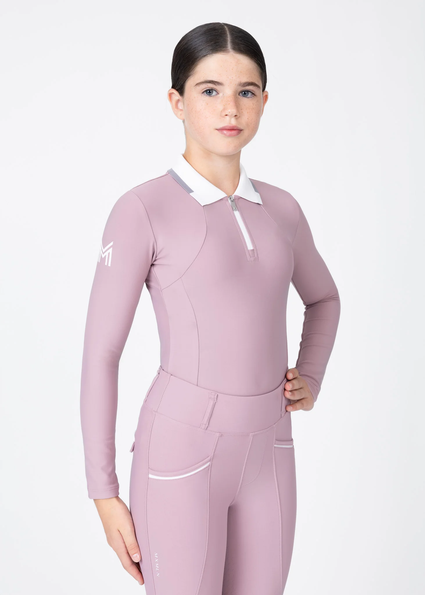 YR Concept Long Sleeve Polo Shirt (Mauve) - Image 4