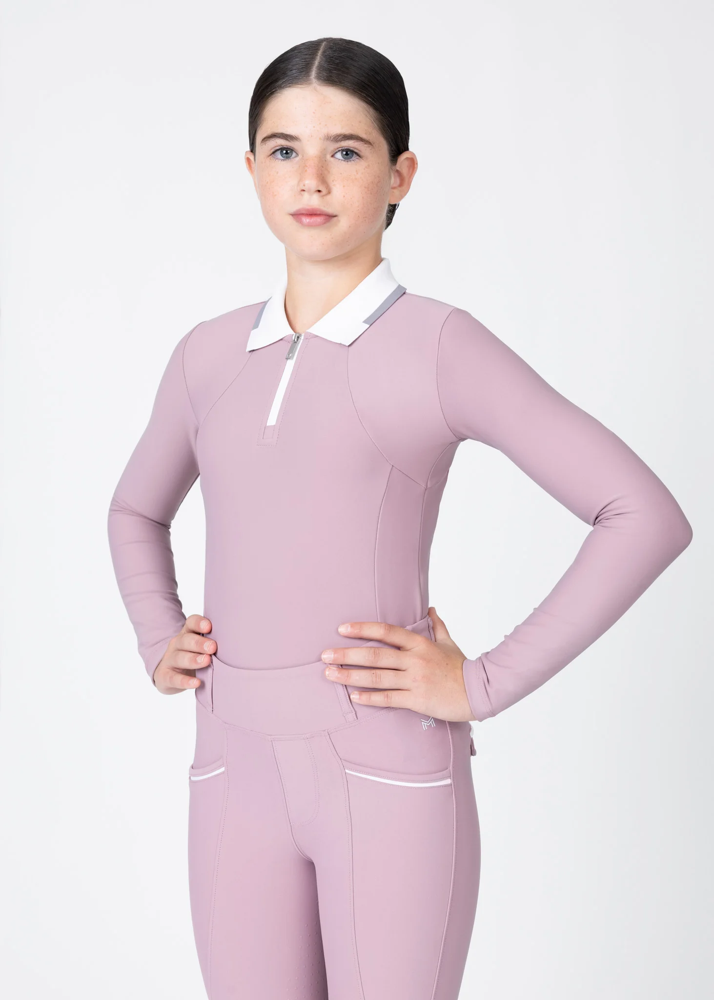 YR Concept Long Sleeve Polo Shirt (Mauve) - Image 5