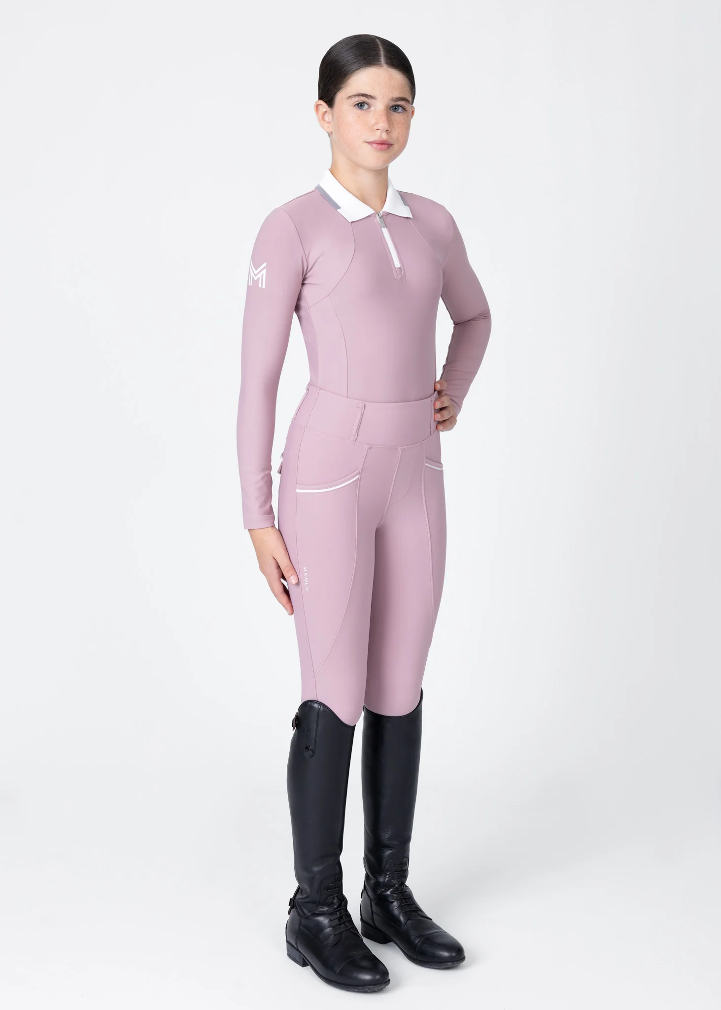 YR Concept Long Sleeve Polo Shirt (Mauve) - Image 7