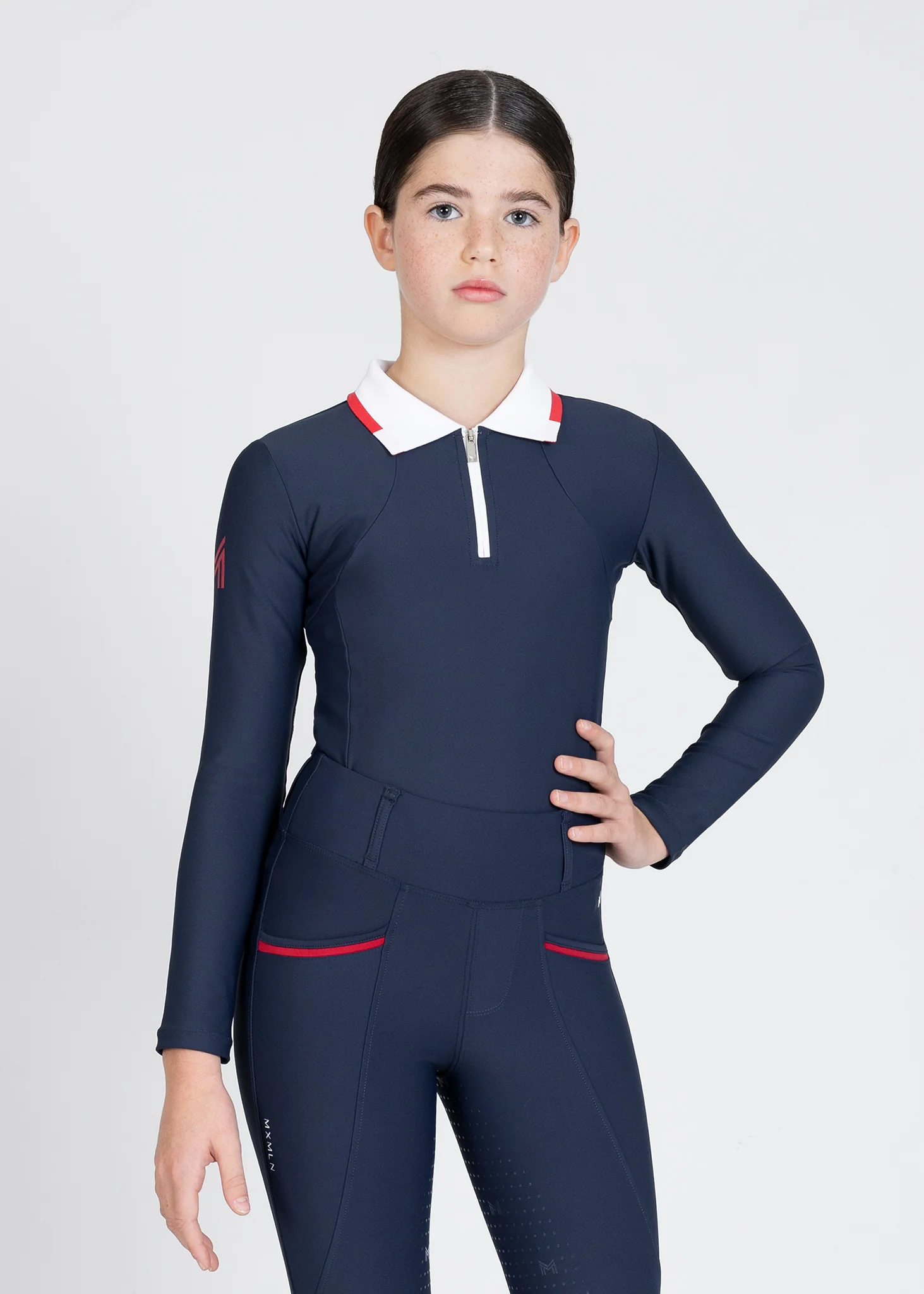 YR Concept Long Sleeve Polo Shirt (Navy) - Image 5