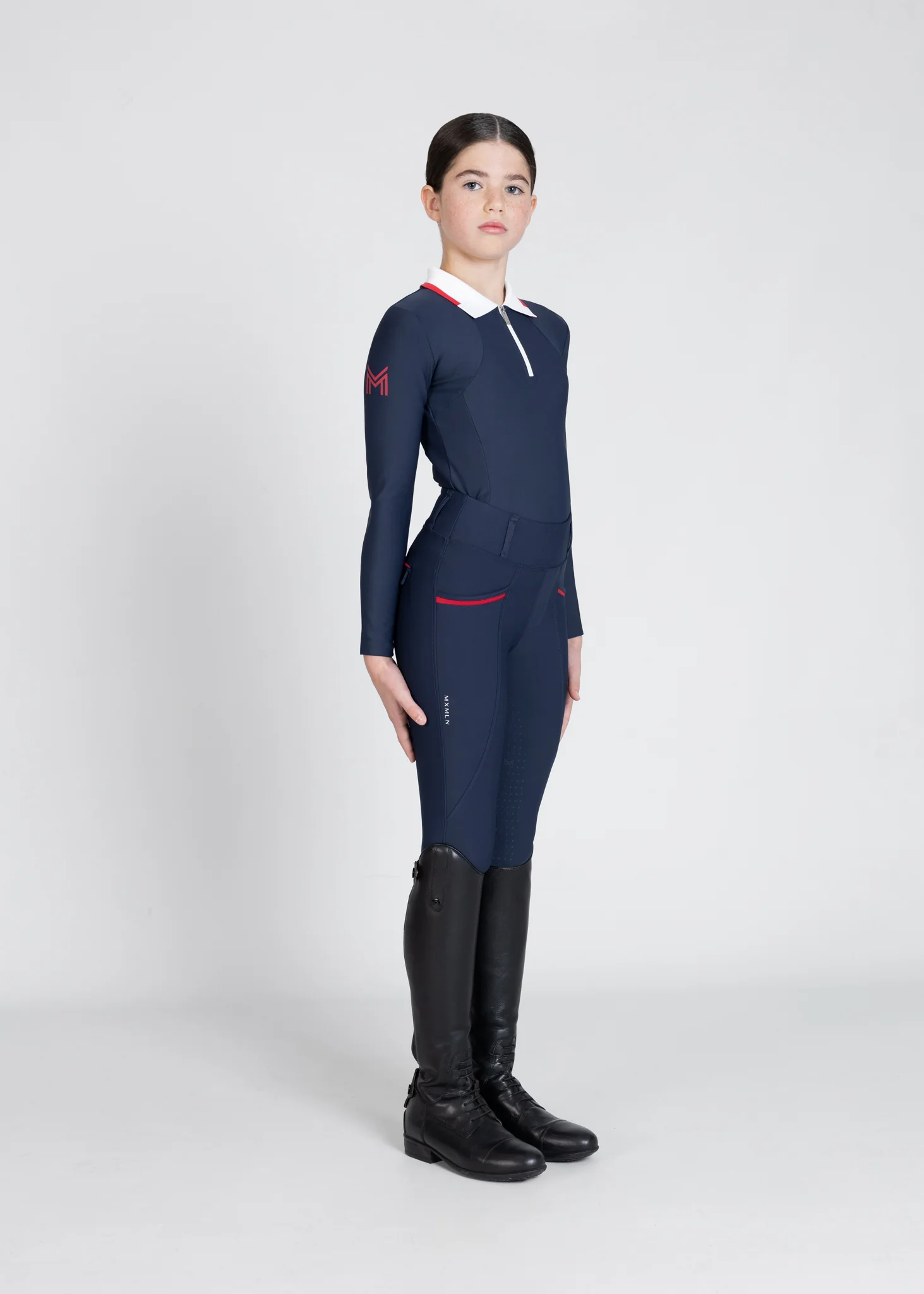 YR Concept Long Sleeve Polo Shirt (Navy) - Image 7