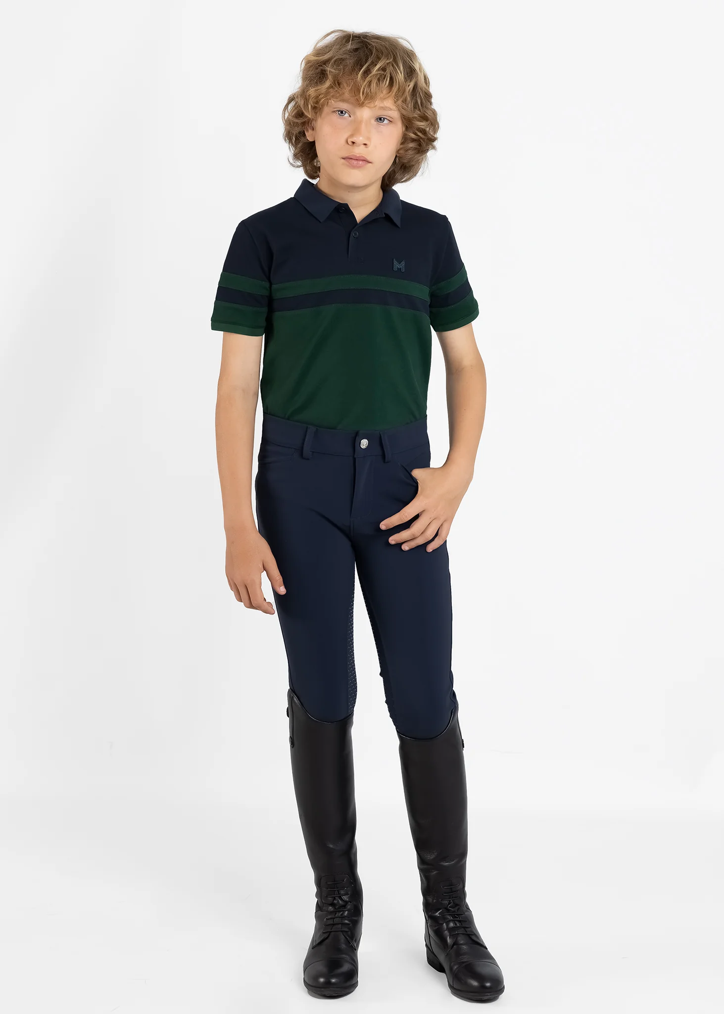 YR Glee Polo Shirt (Green/Navy) - Image 8
