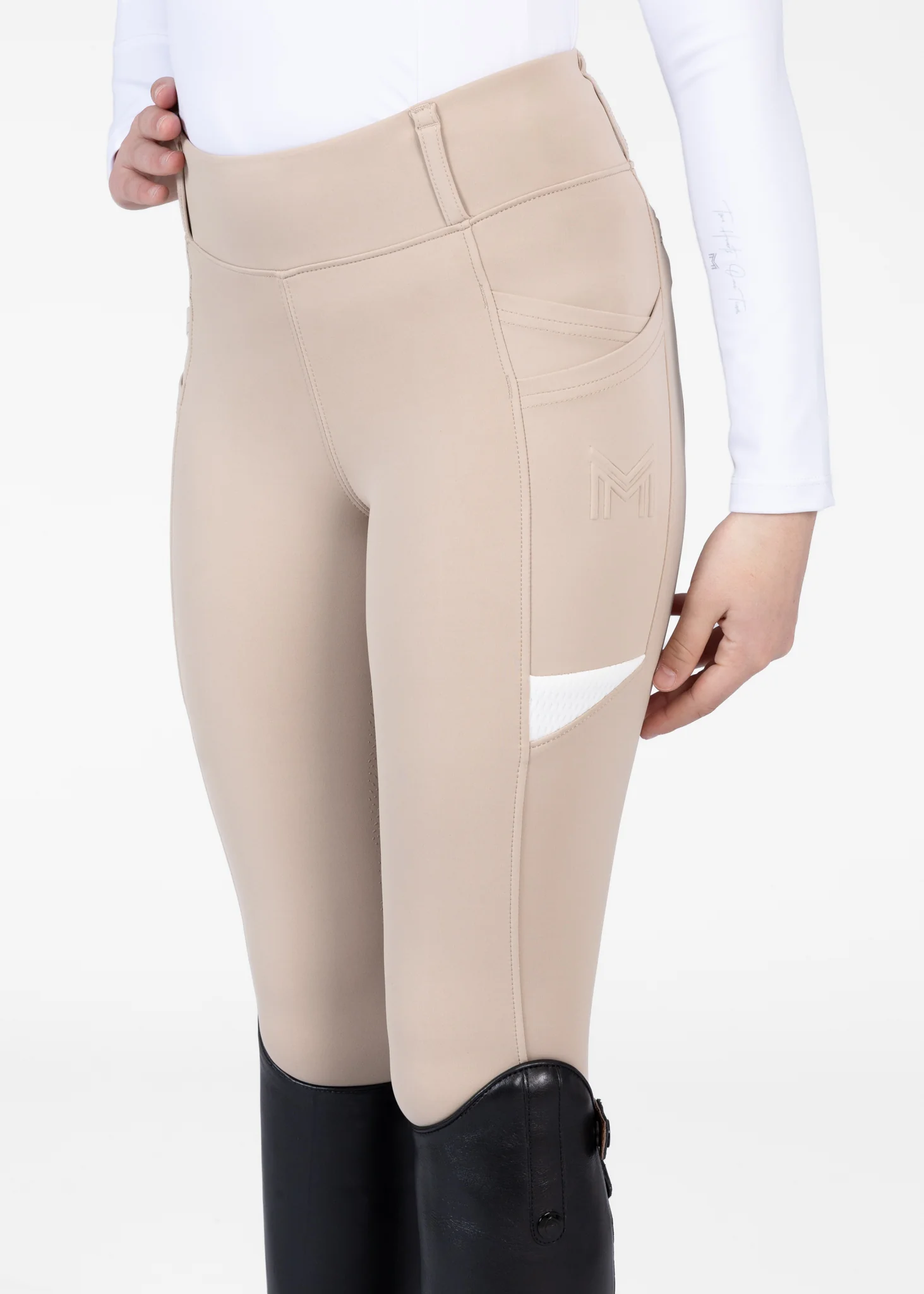 YR Tech Riding Leggings (Beige) - Image 2