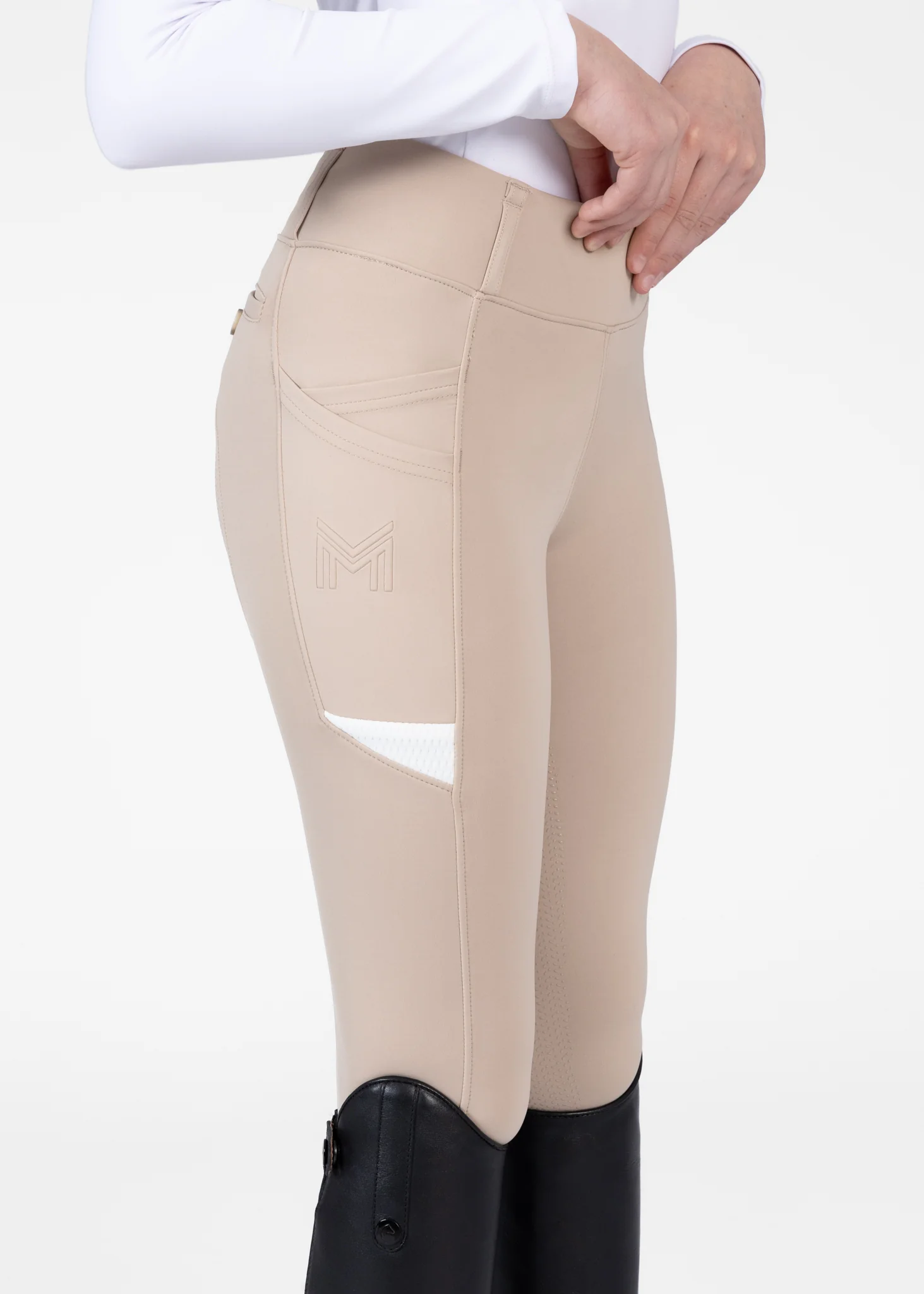 YR Tech Riding Leggings (Beige) - Image 3